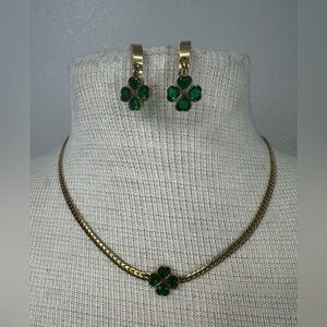🍀 Gold Tone & Green Jewelry Set 3 Piece